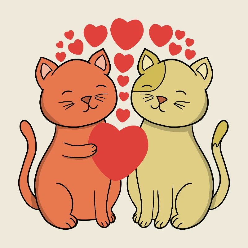 Deux chats sincères s’embrassent