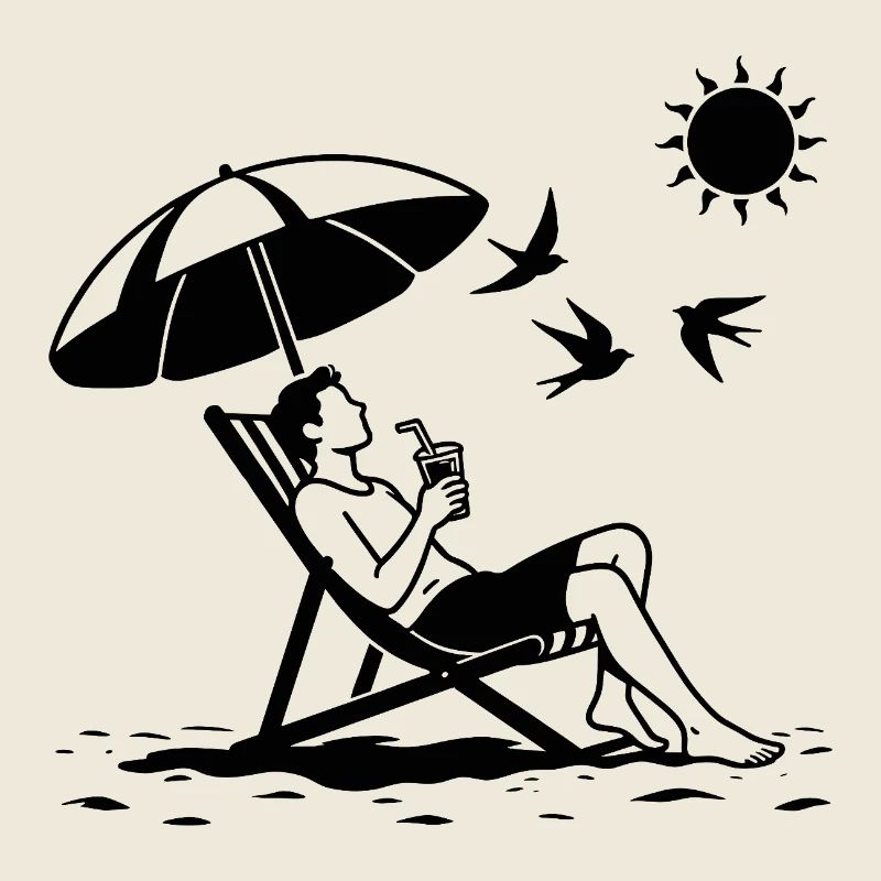 Relaxing in a deck chair on the beach