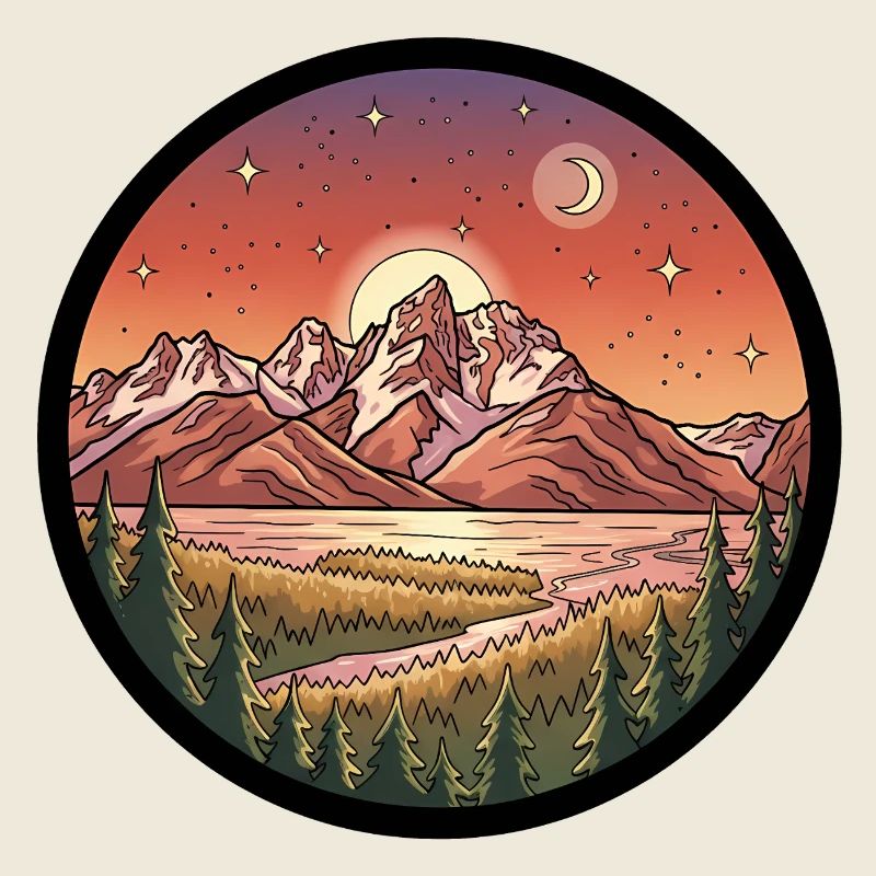 Moonlight Mountains Round Patch
