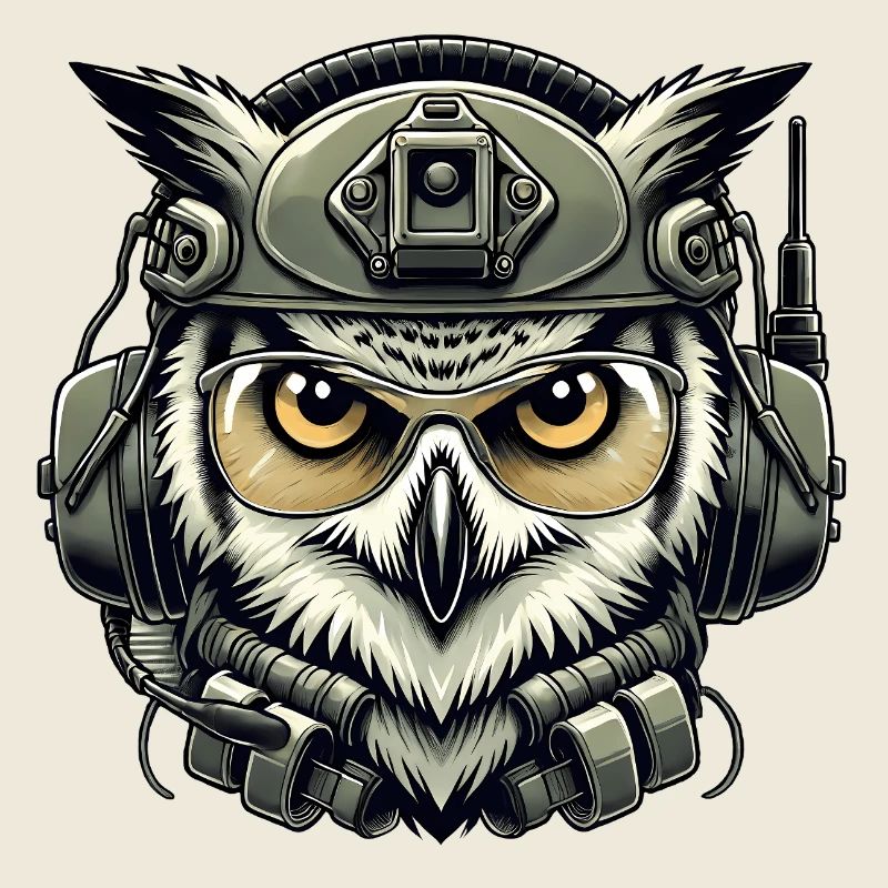 Taktische Eule mit Helm
