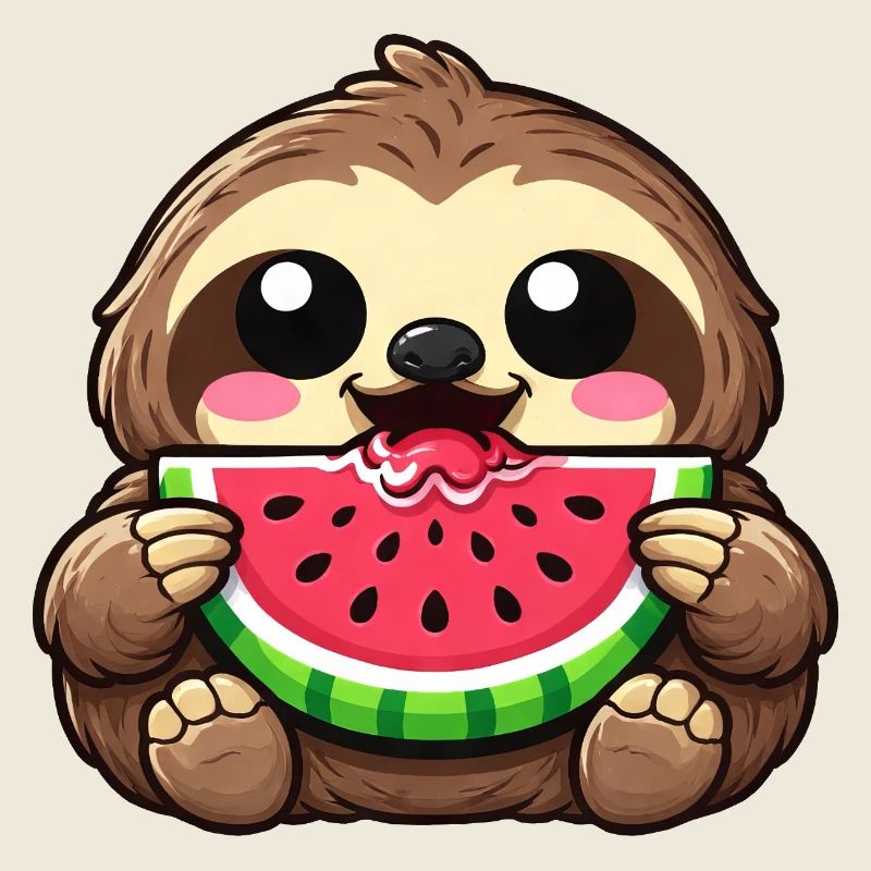 Cute Sloth Cartoon Kawaii Watermelon Summer
