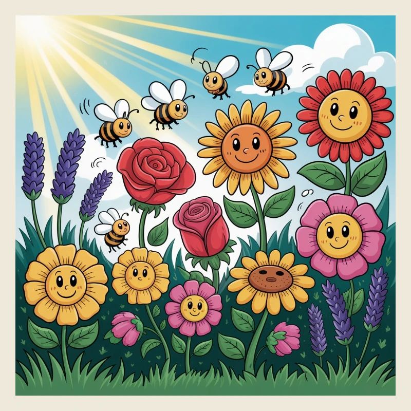 Sonnenblumengarten mit Biene