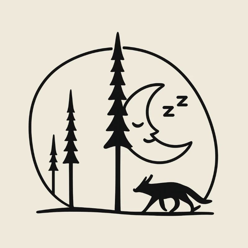 Lunar Night Fox Forest Silhouette Fans Gift