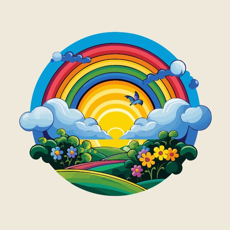 Printemps Arc-en-ciel Lever du Soleil