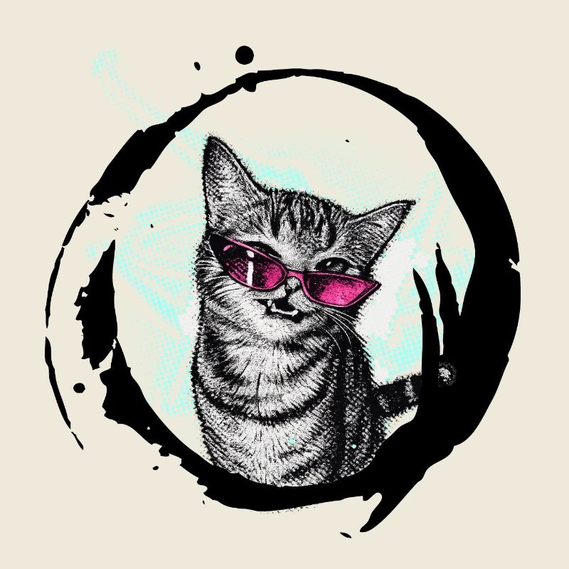 Cool Cat – Pink Sunglasses Retro Art Combo