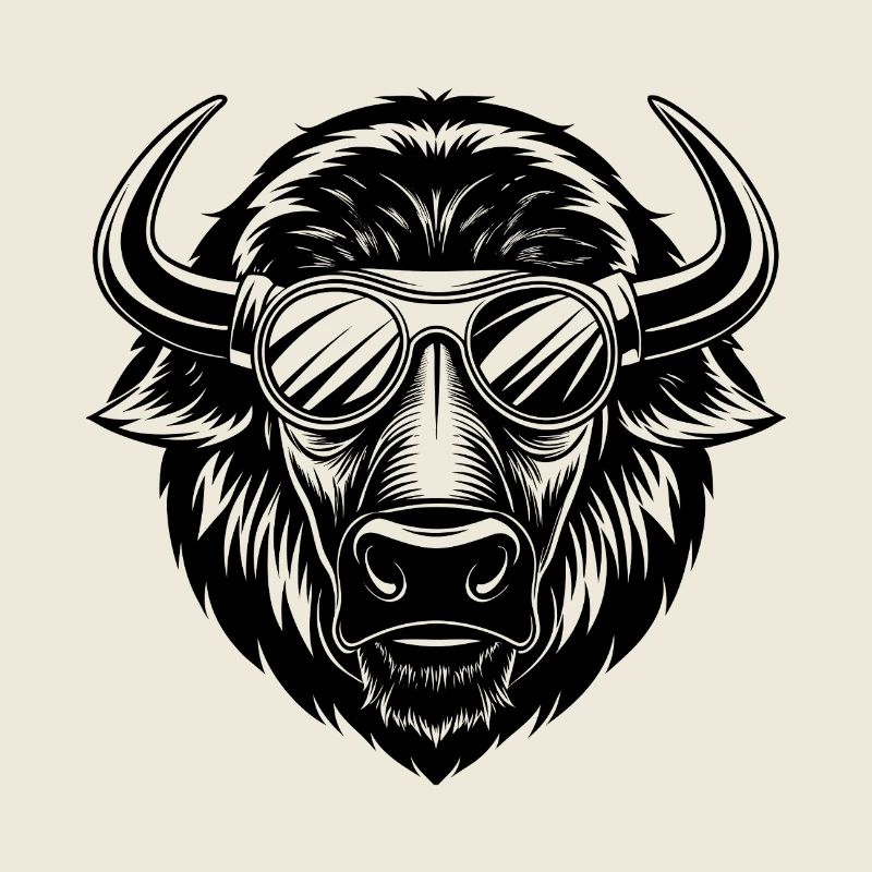 Tête de bison avec des lunettes de soleil