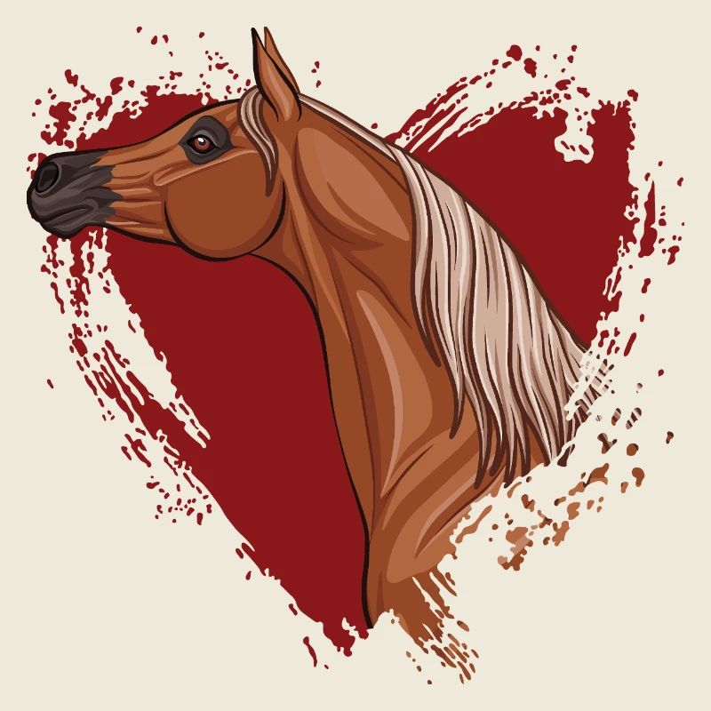 Der Kopf eines arabischen Pferdes und ein rotes Herz