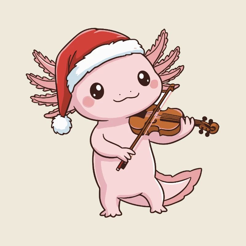 Poisson axolotl de Noël jouant de l’art du violon