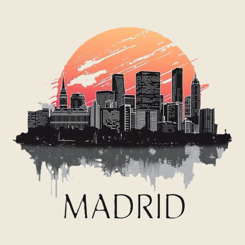 Conception de souvenirs de la skyline de Madrid en Espagne Sunset City
