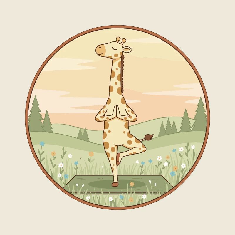 Yoga Giraffe Animal Doing Tree Pose