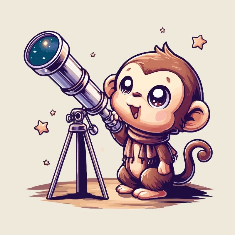Starry Sky Monkey with Telescope