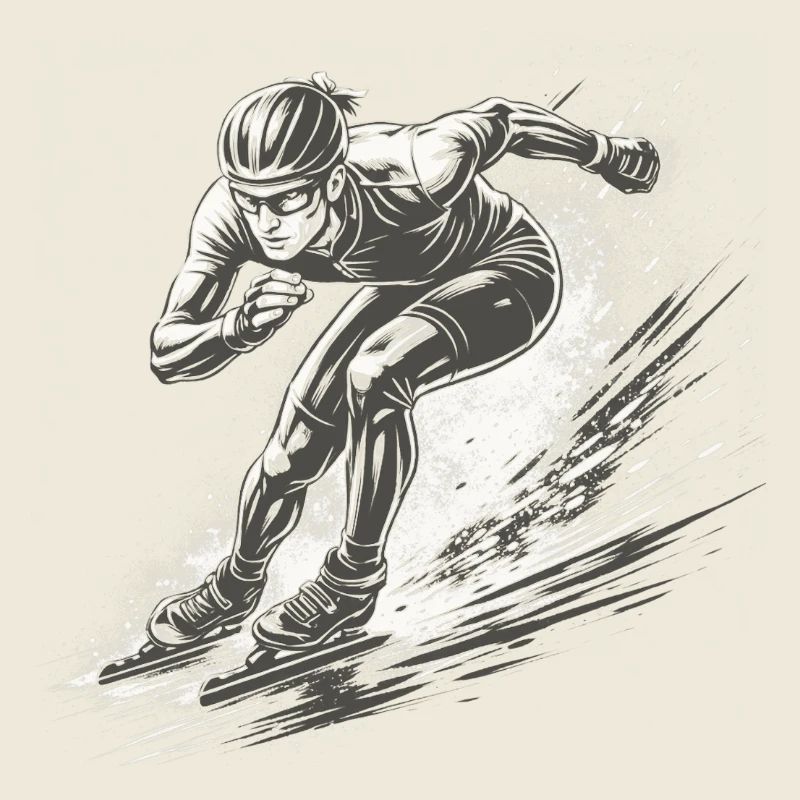 Speed skaters in full dynamics
