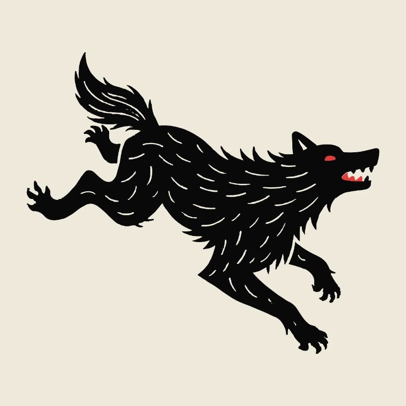 Schwarzer Wolf läuft