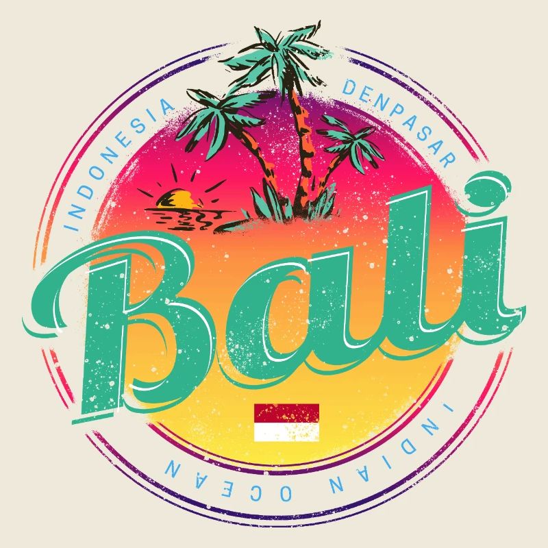 Bali Indonesia Retro Sunset Souvenir