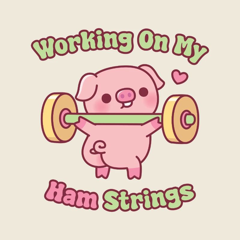Funny Pig Lifting Weights Working On My Ham String