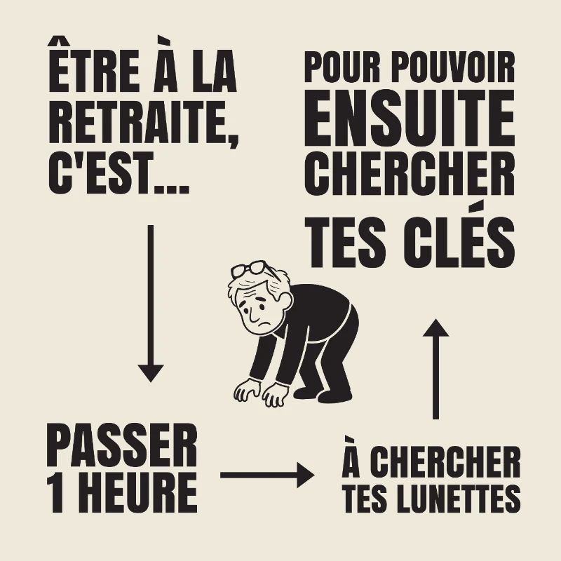 Im Ruhestand mit oder ohne Brille (schwarzer Text)