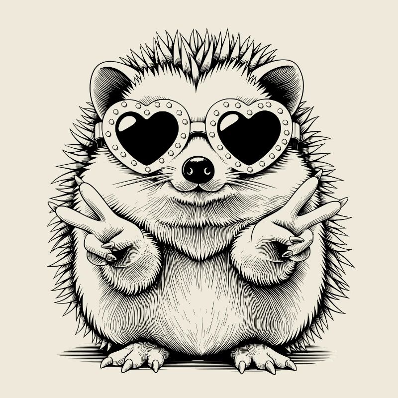 Cool hedgehog with heart glasses