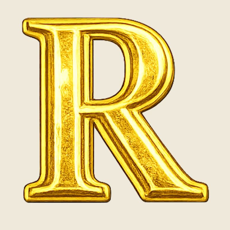 Goldenes Monogramm R