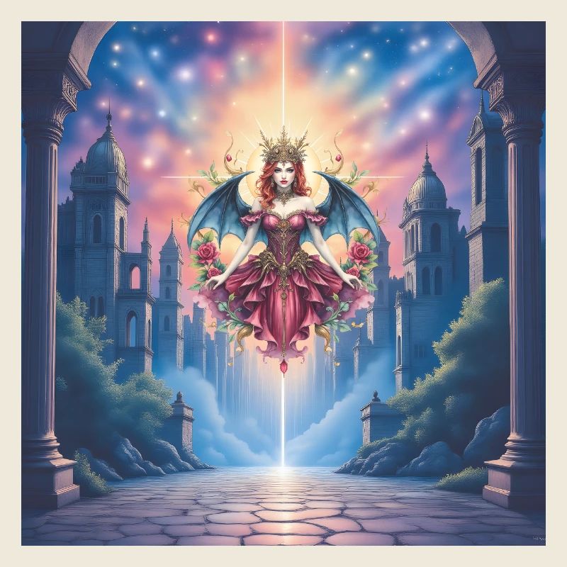 Winged Queen in Celestial Portal