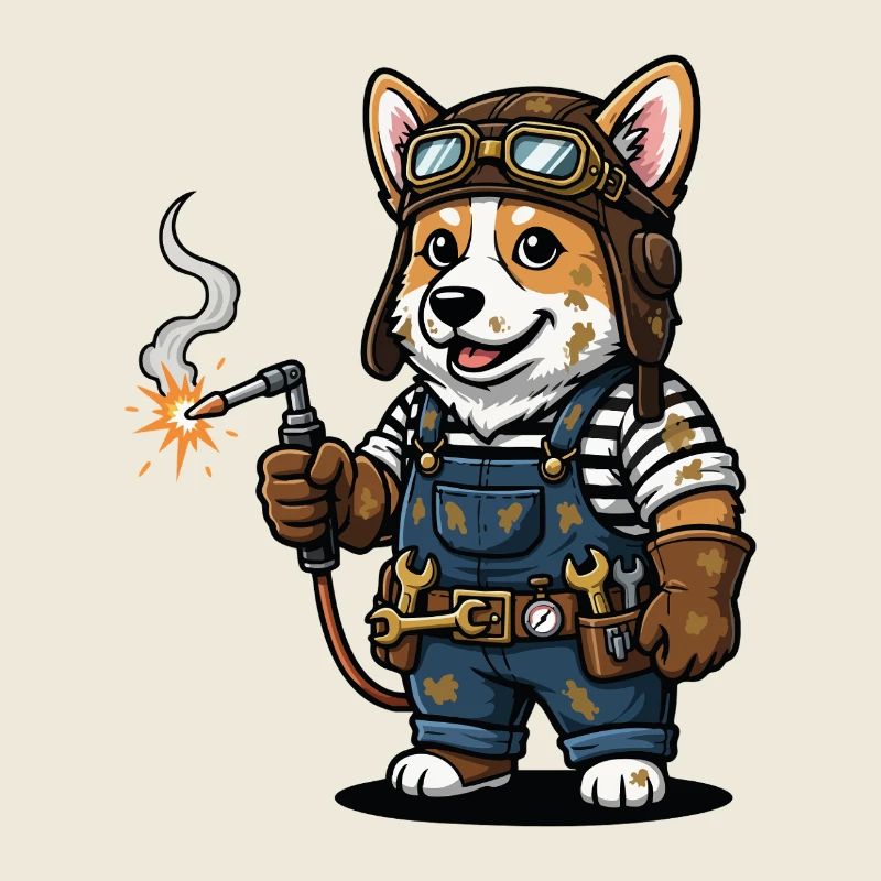 Corgi Welder Steampunk Industrial Mechanic