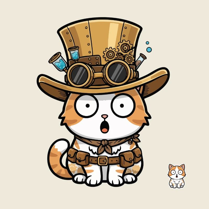 Cat Explorer Steampunk Top Hat Goggles