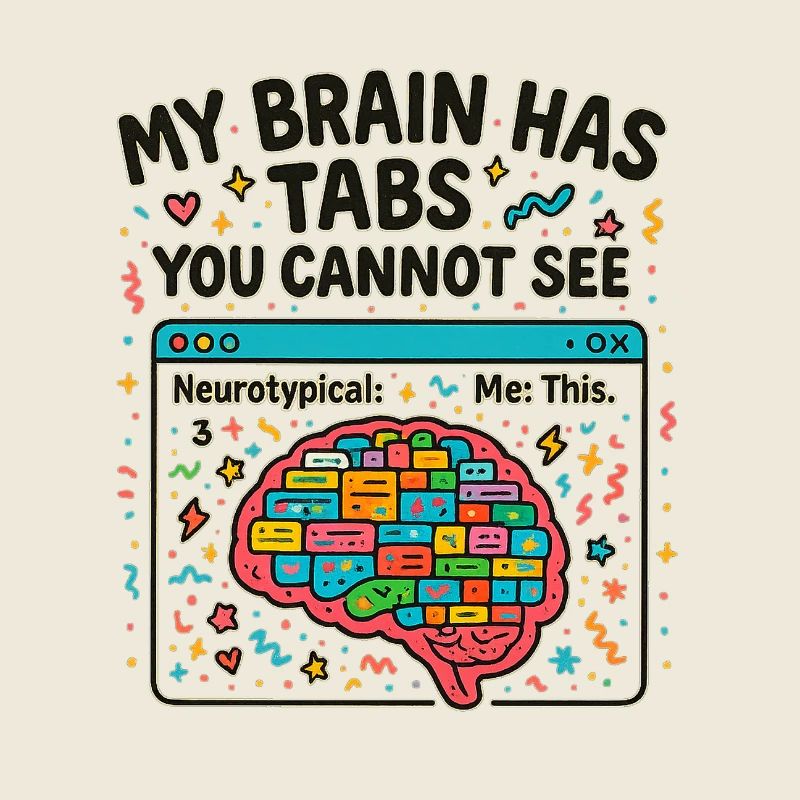 Colorful brain with hidden tabs