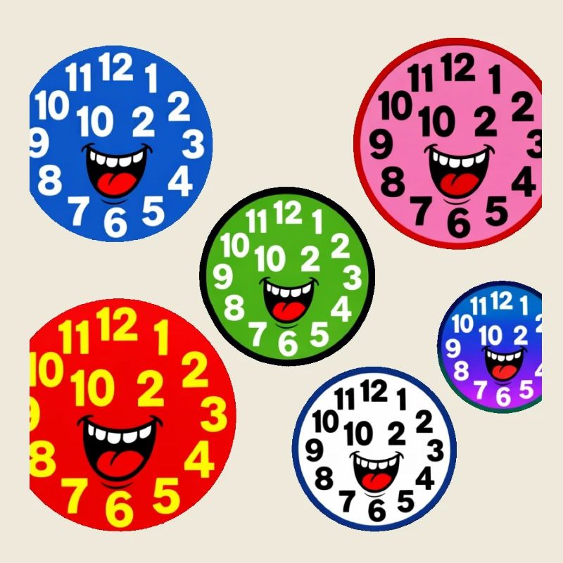 Colorful Smiling Clocks