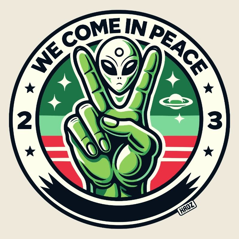Alien-Friedenszeichen-Abzeichen
