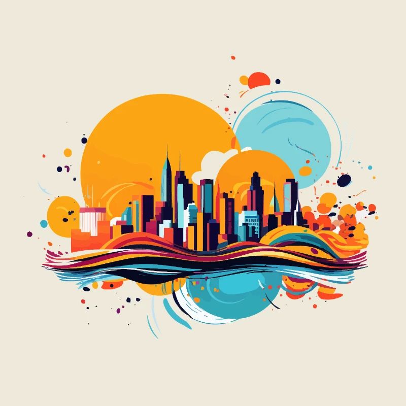 Villes de couleur dans un feu d’artifice de couleurs