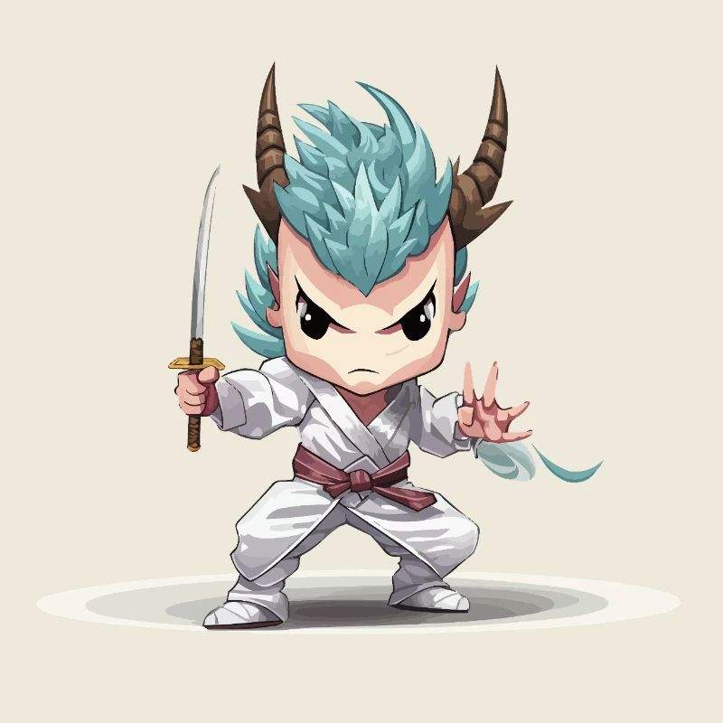Guerrier Chibi avec Katana