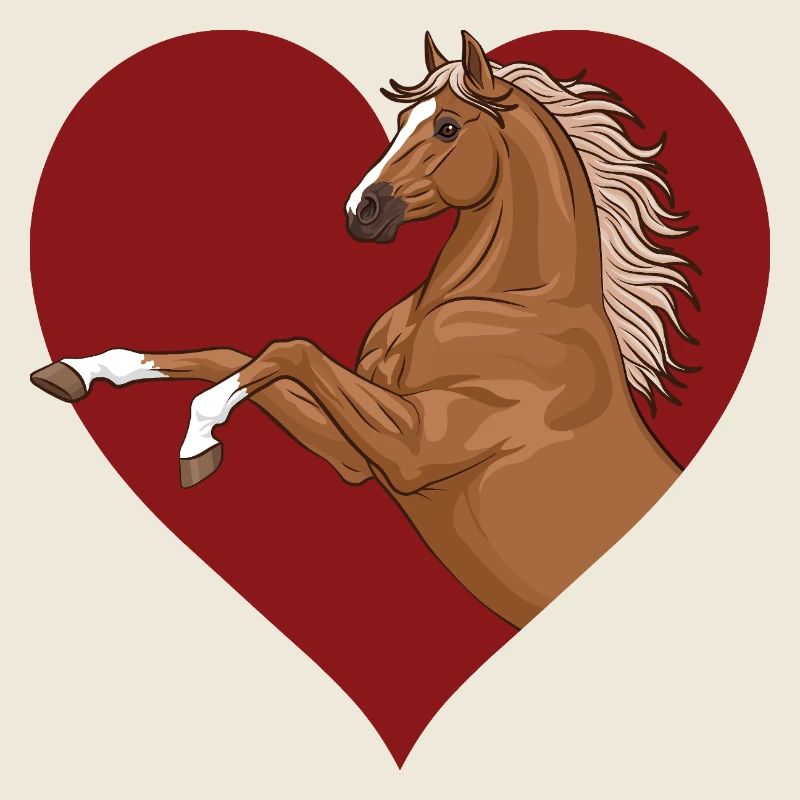 Ein springendes Pferd und ein rotes Herz