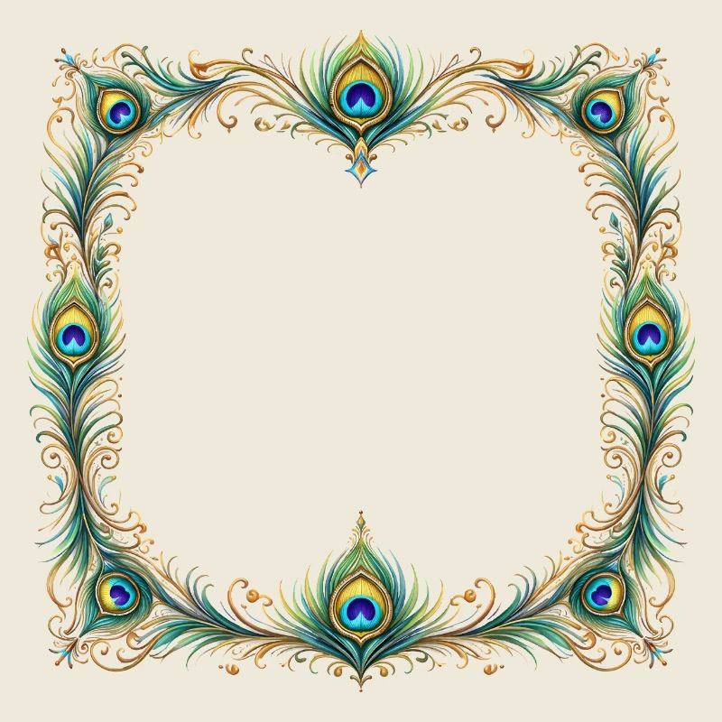 Peacock Feather Frame Ornament Boho Design