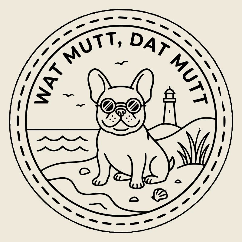 Wat mutt dat mutt Bouledogue français au bord de la mer