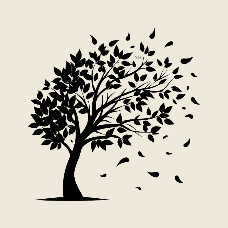 Wind Blowing Leaves Off Tree