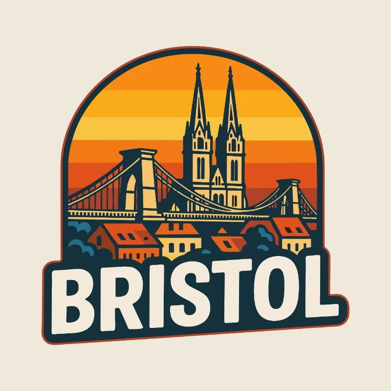 Conception du pont suspendu rétro Bristol Sunset