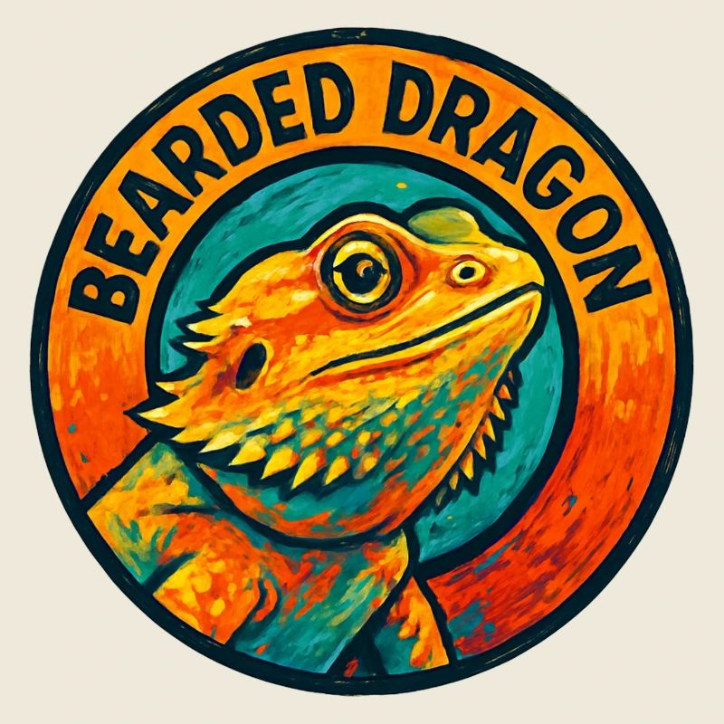 Bearded Agame Lizard Style Colorful Engraving