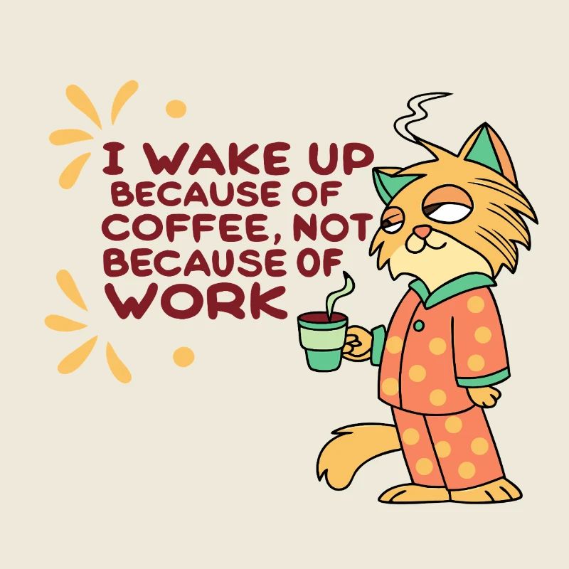 Funny cat coffee before work