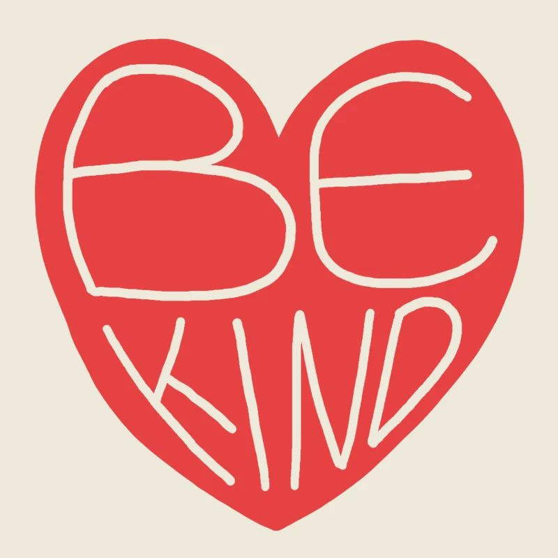 Cute Be Kind Red Heart Hand-Drawn Design