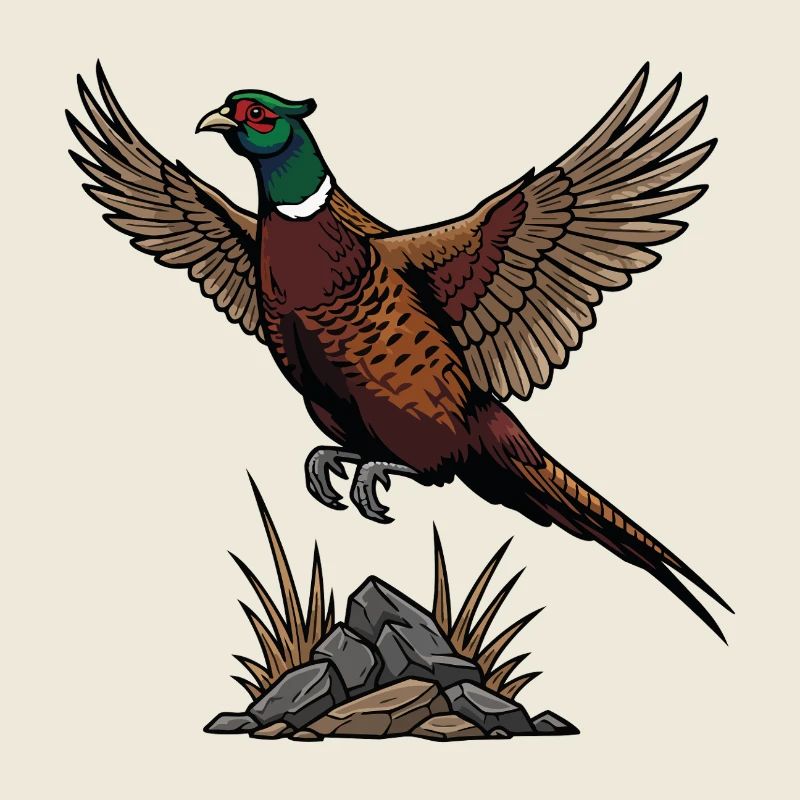 Ring-necked Pheasant in Flight Wild Nature