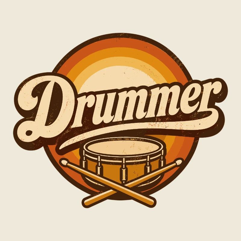 Drummer Retro-Logo mit Trommel