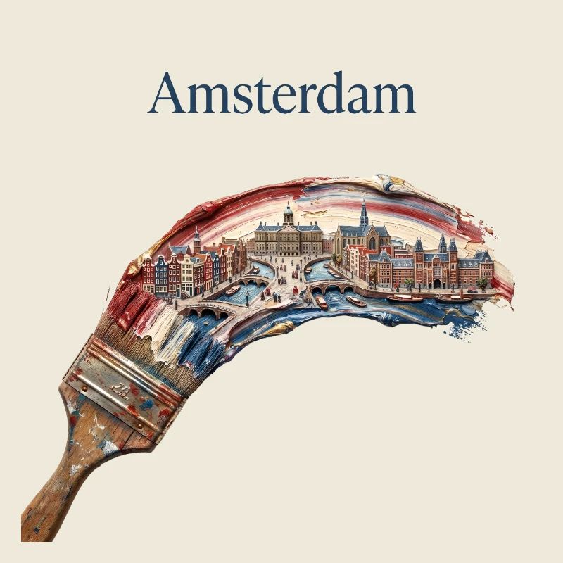 Amsterdam Brush Stripes Cityscape