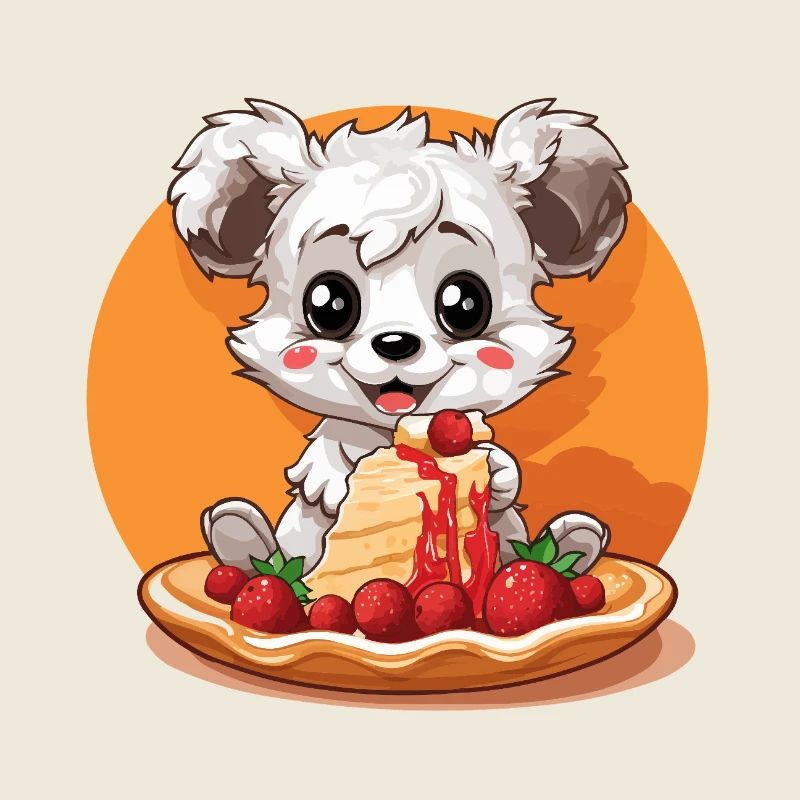 Kawaii Panda mit Pancake-Torte