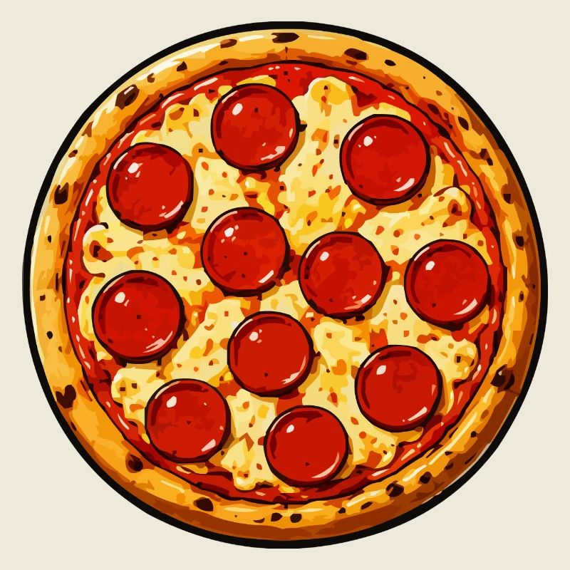Illustration de pizza au pepperoni dans le style de bande dessinée