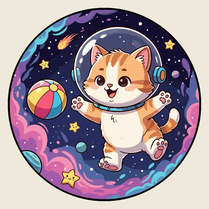 Astronaute chat dans l’espace coloré