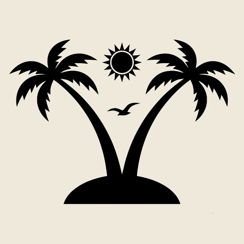 Tropeninsel-Aufkleber – Palmen- und Sonnendesign