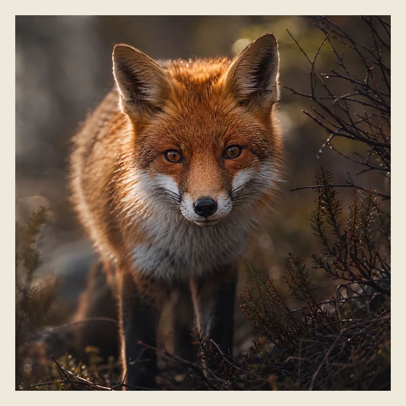 Renard dans une clairière forestière