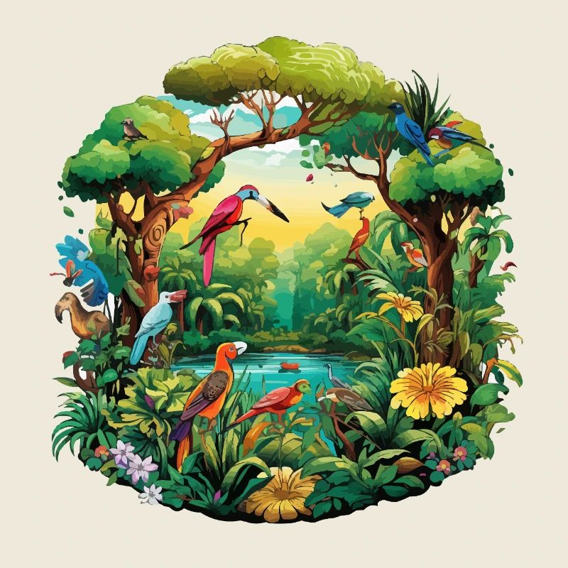 Parade vibrante des oiseaux de la jungle