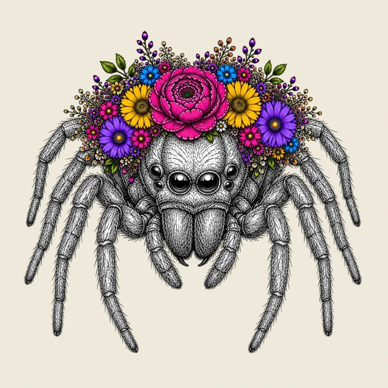 Blütenkranzspinne Illustration