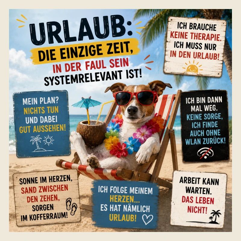 Urlaubsdruck: Hund am Strand