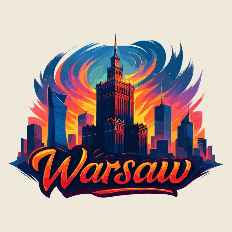 Warschau Skyline Kunst – Bunt & Modern